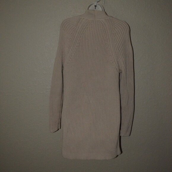 Sz XS Vince Tan Ribbed Cotton Open Front Long Cardigan Sweater - Picture 5 of 6